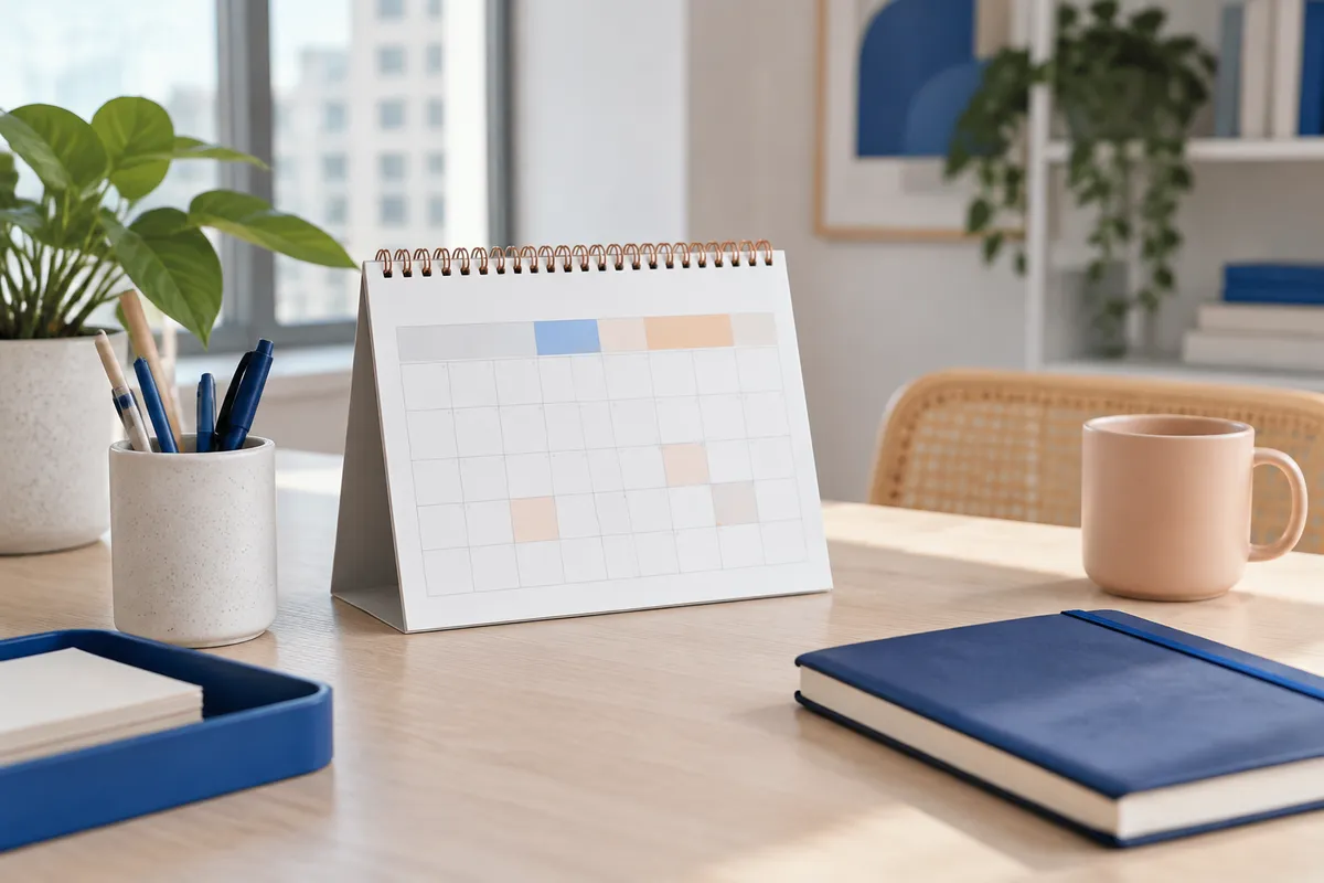 Un calendario da tavolo per organizzare le scadenze.